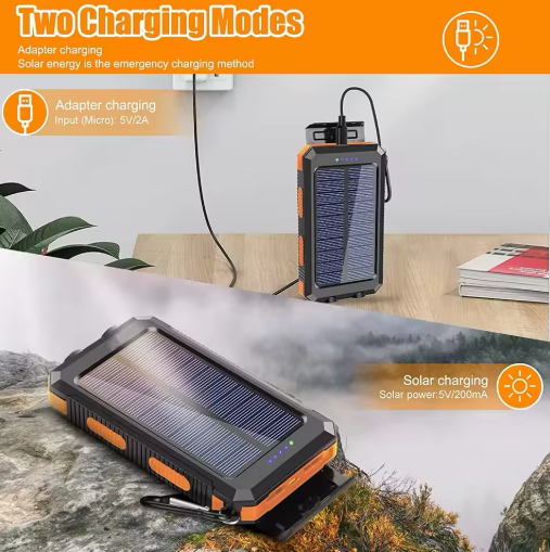 Camperio Solar Power Bank with Flashlight